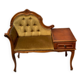 Telephone chair in wood and mustard fabric