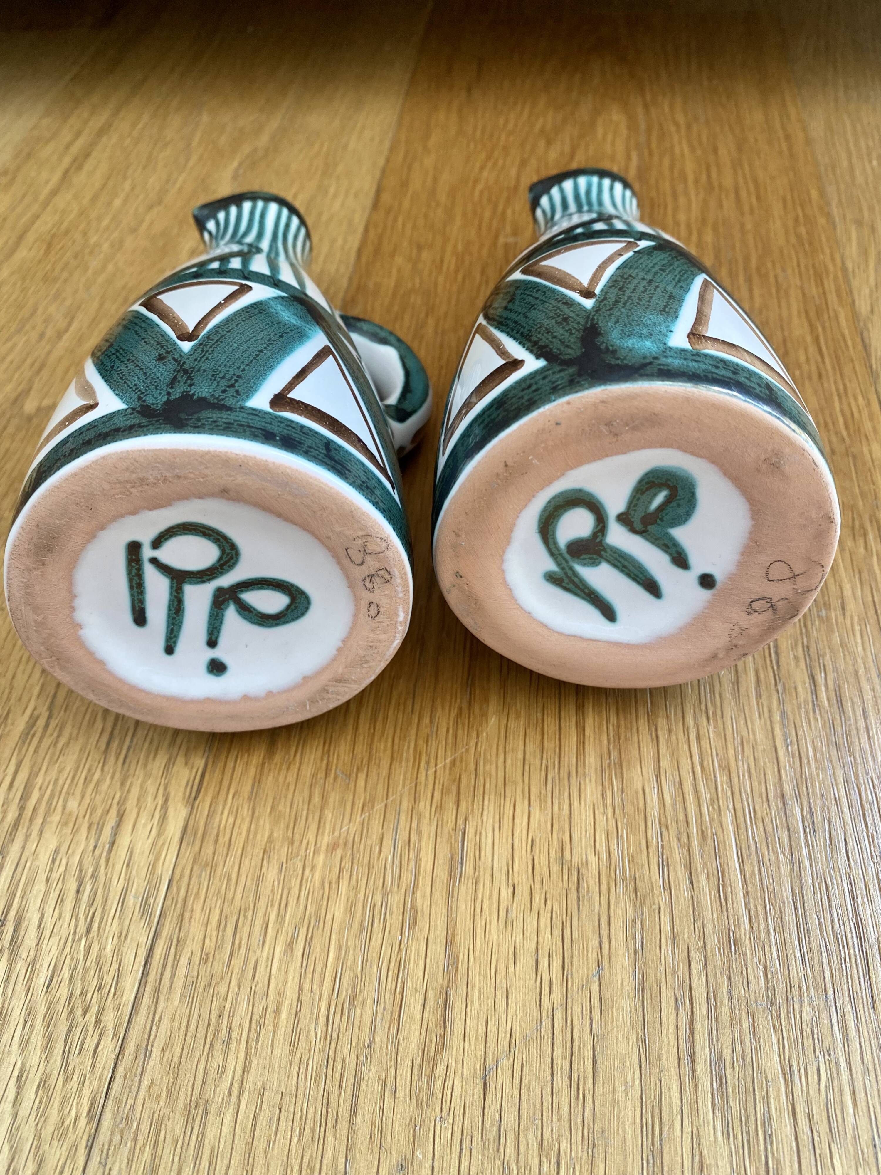 Vinegar oiler, pitchers Robert Picault ceramic Vallauris