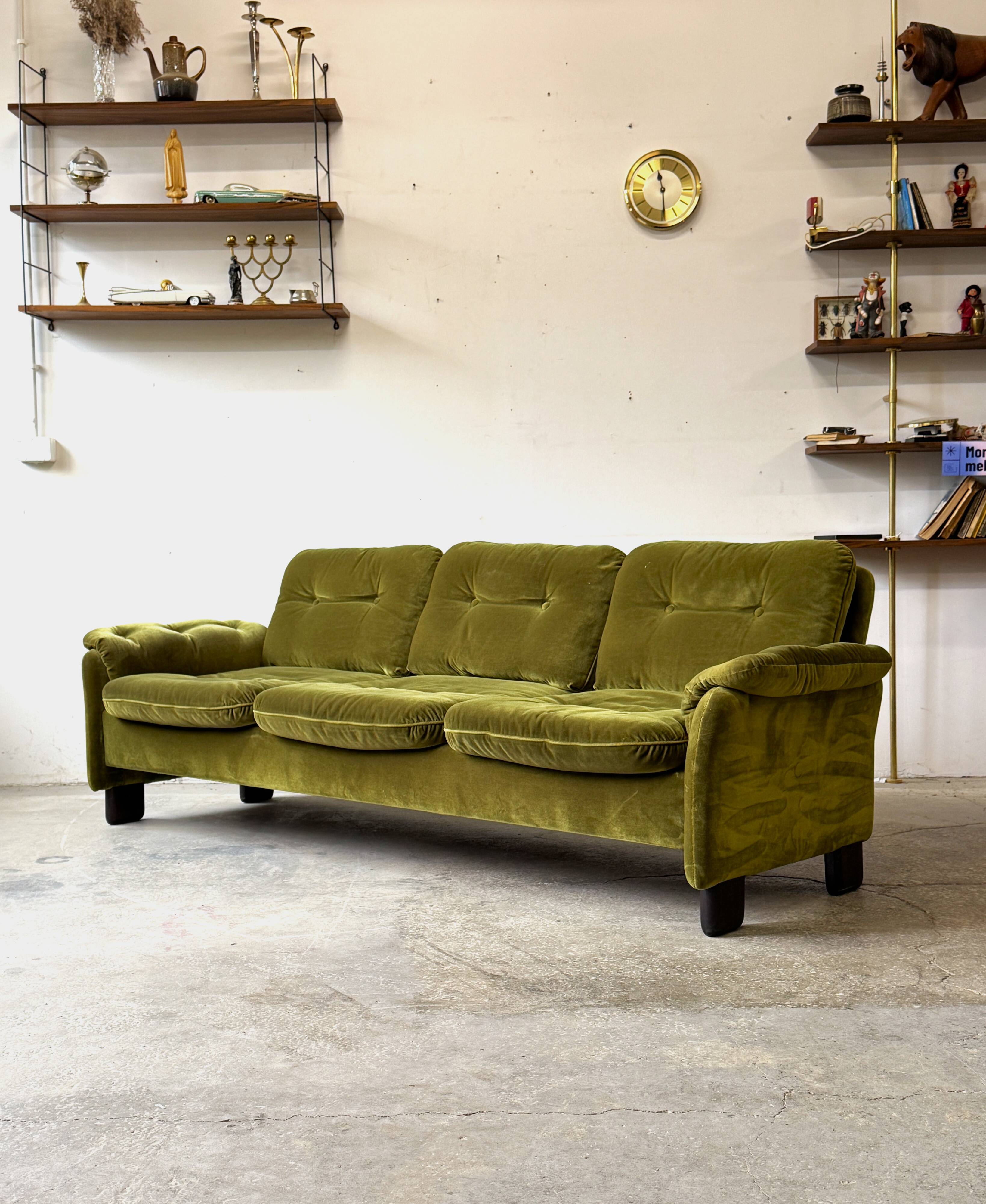 Velvet Sofa, Denmark, 1960s, Mid-C, Vintage
