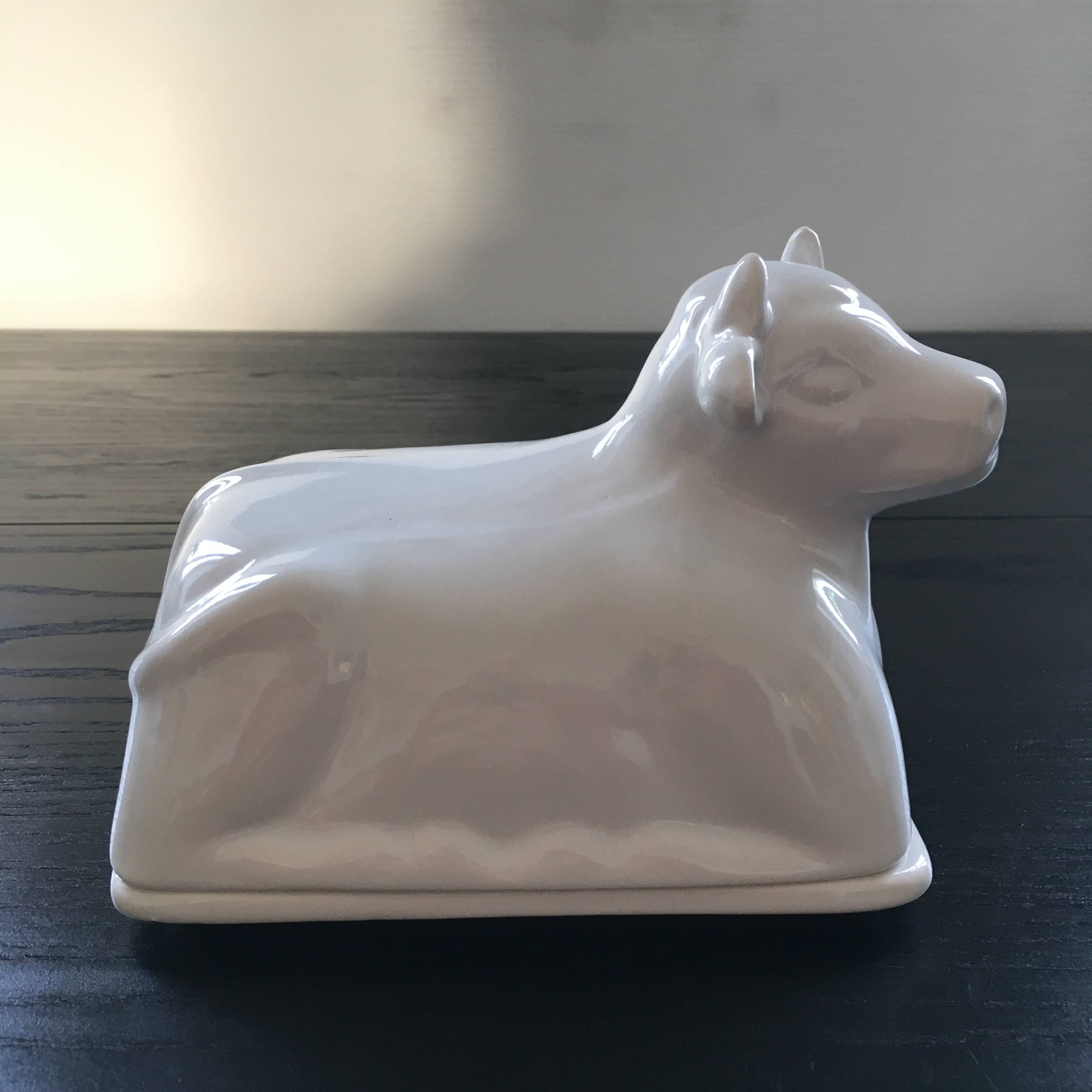 Porcelain cow butter dish