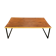 Table basse bois ciré, metal noir et moutarde