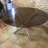 Vintage table roche bobois chrome and glass