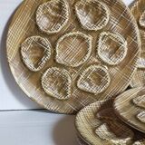 Six oyster plates earthenware with matte enamel, 50s