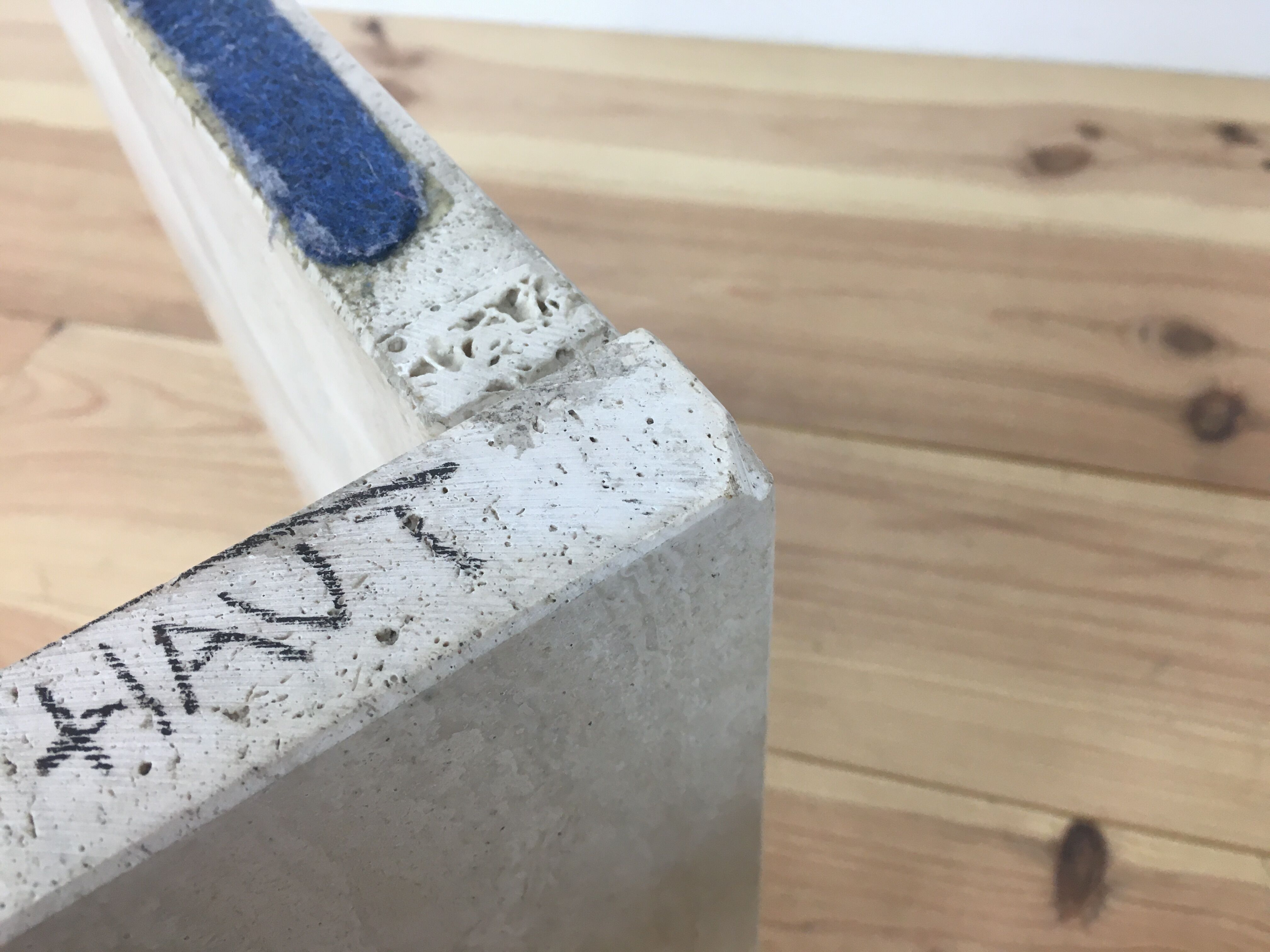 Oval coffee table in travertine