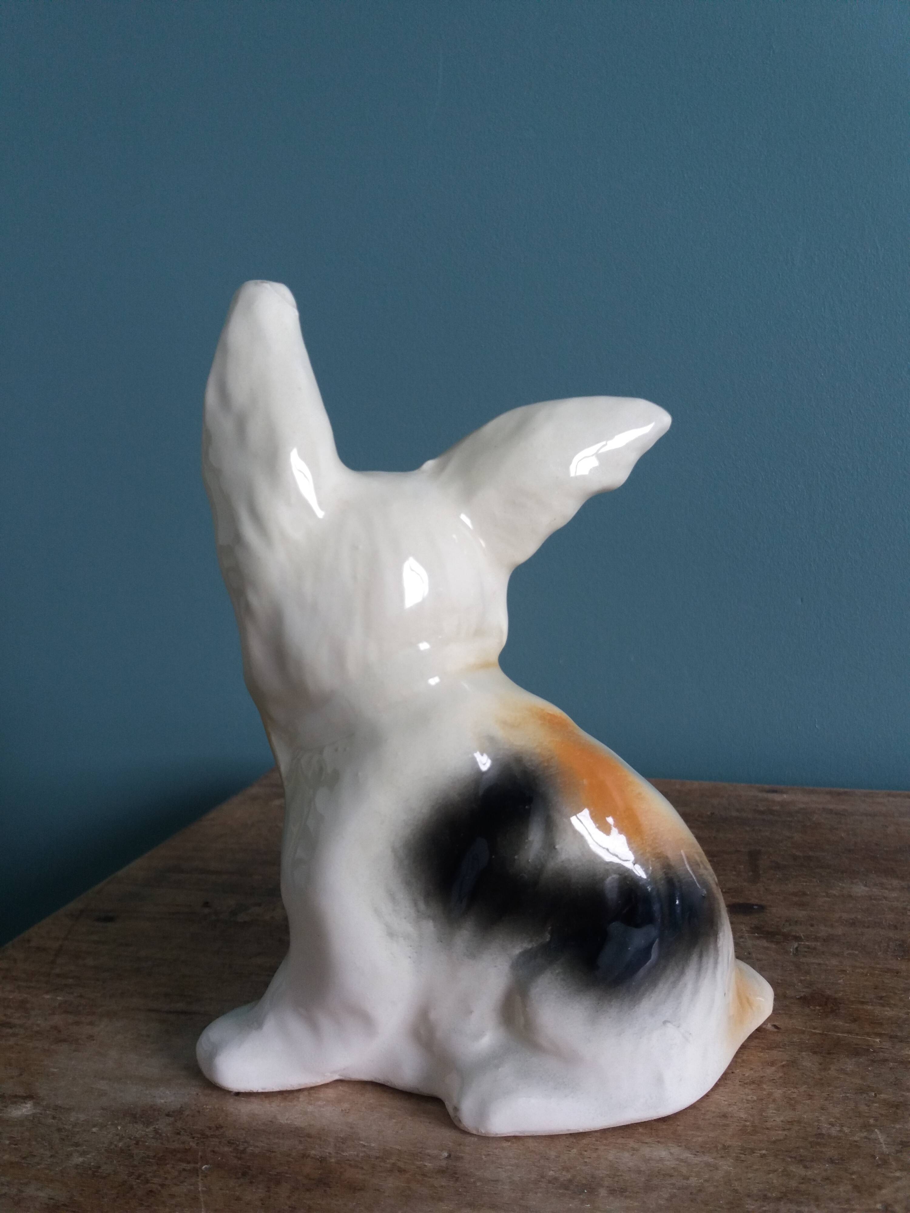 Dog signed Desvres Gabriel Fourmaintraux early 20th century