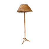 Lampadaire tripode en rotin