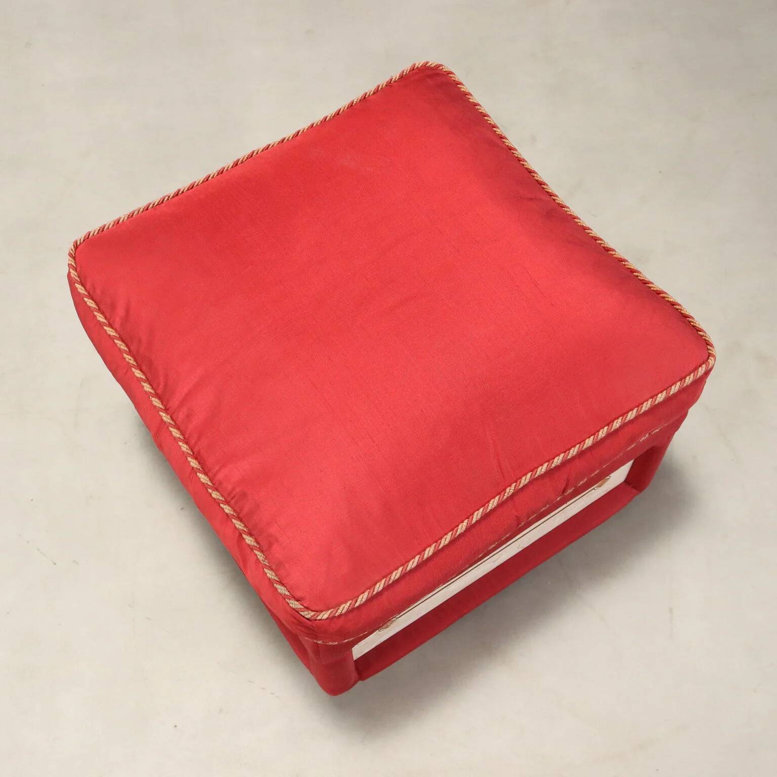 Vintage pouf in fabric and faux marble, Italy, 1950s-1960s.