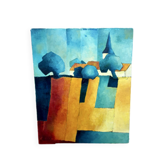 Huile sur toile « Village »