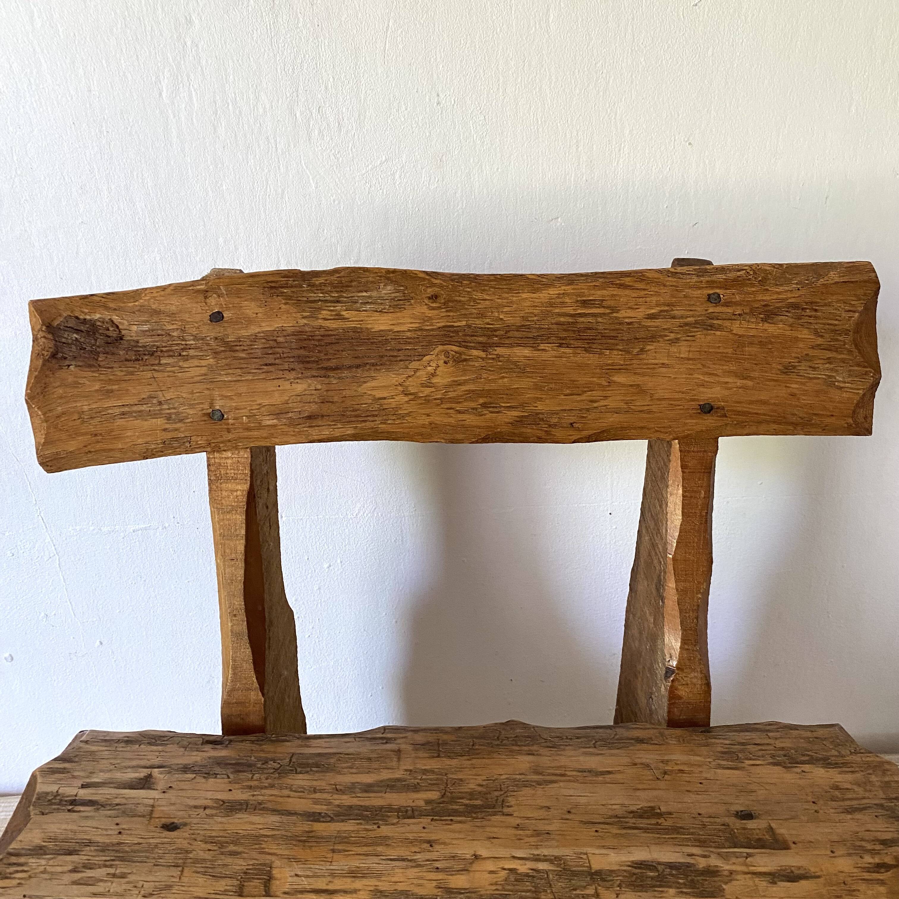 Brutalist low chair in solid wood