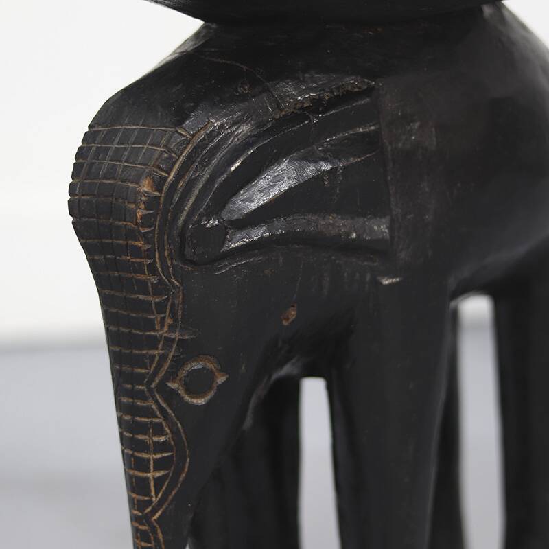 Antique Folk Art Colonial Elephant Side Table / Pedestal