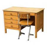 Vintage Pinewood Desk and Chair