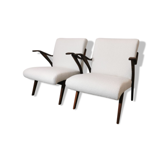 Restored mid-century wool armchairs