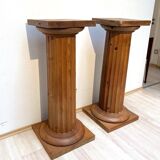Large French Neoclassical Columns in Pine Wood, 1910, Set of 2