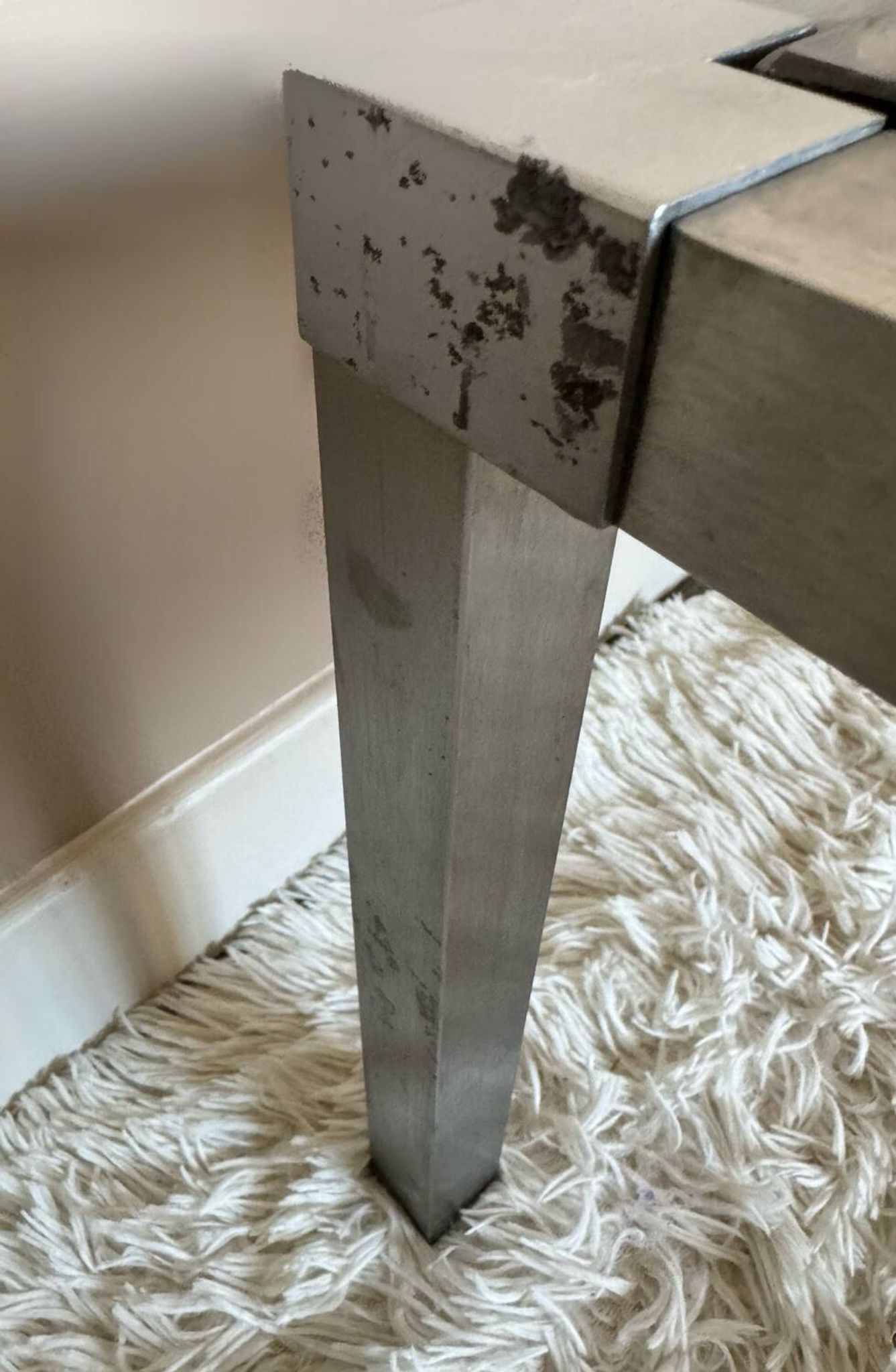 Table basse acier brossé design années 70 et gigognes