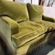 Vintage 2/3 seater toadstool sofa in khaki green velvet