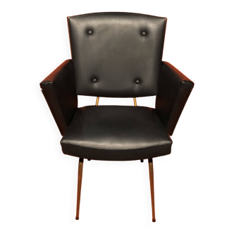 Fauteuil de coiffeur vintage 1950-1960 simili noir