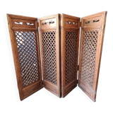 Antique Chinese Four-Panel Carved Wooden Screen
