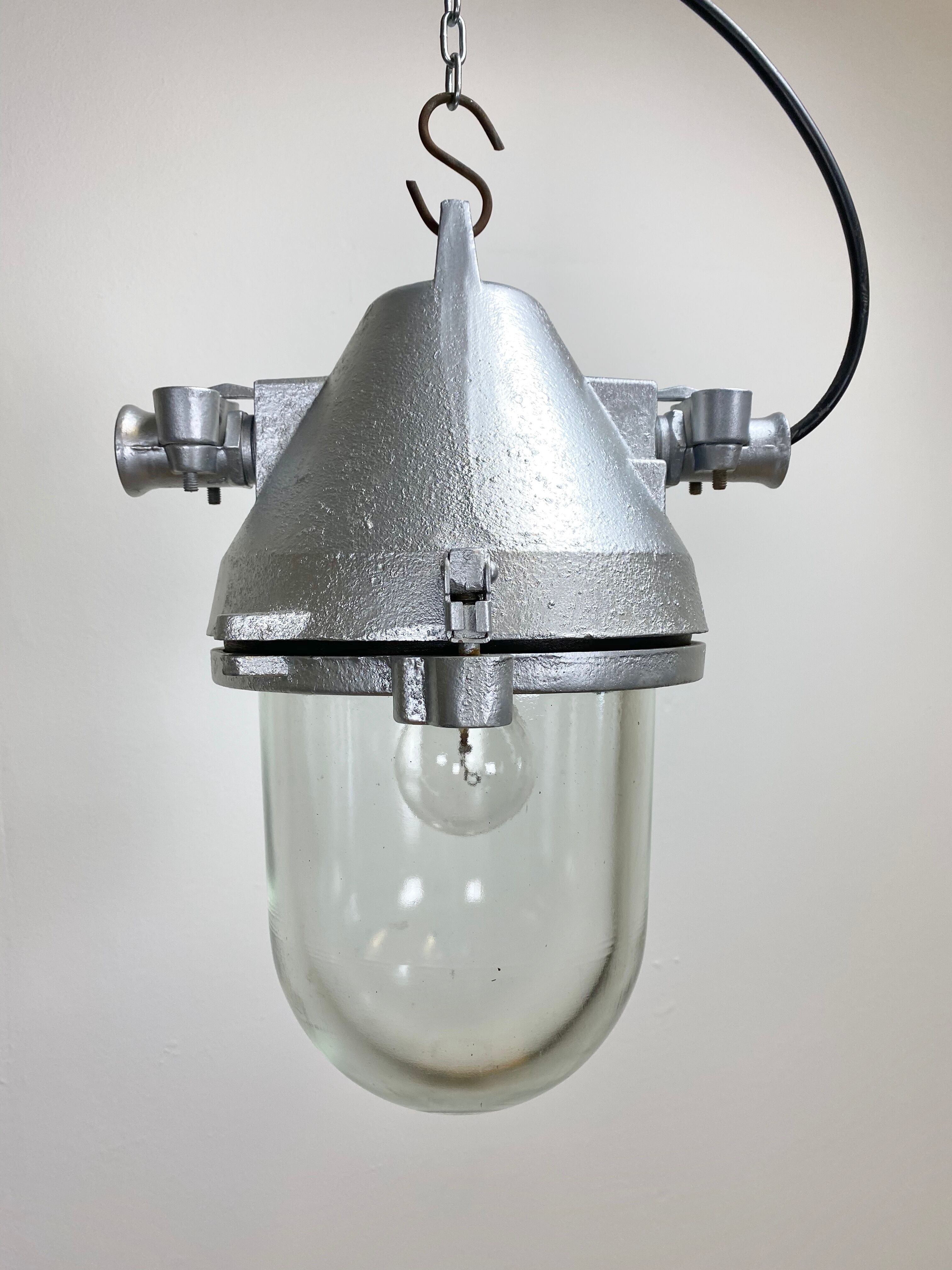 Silver cast aluminium explosion proof lamp, 1960