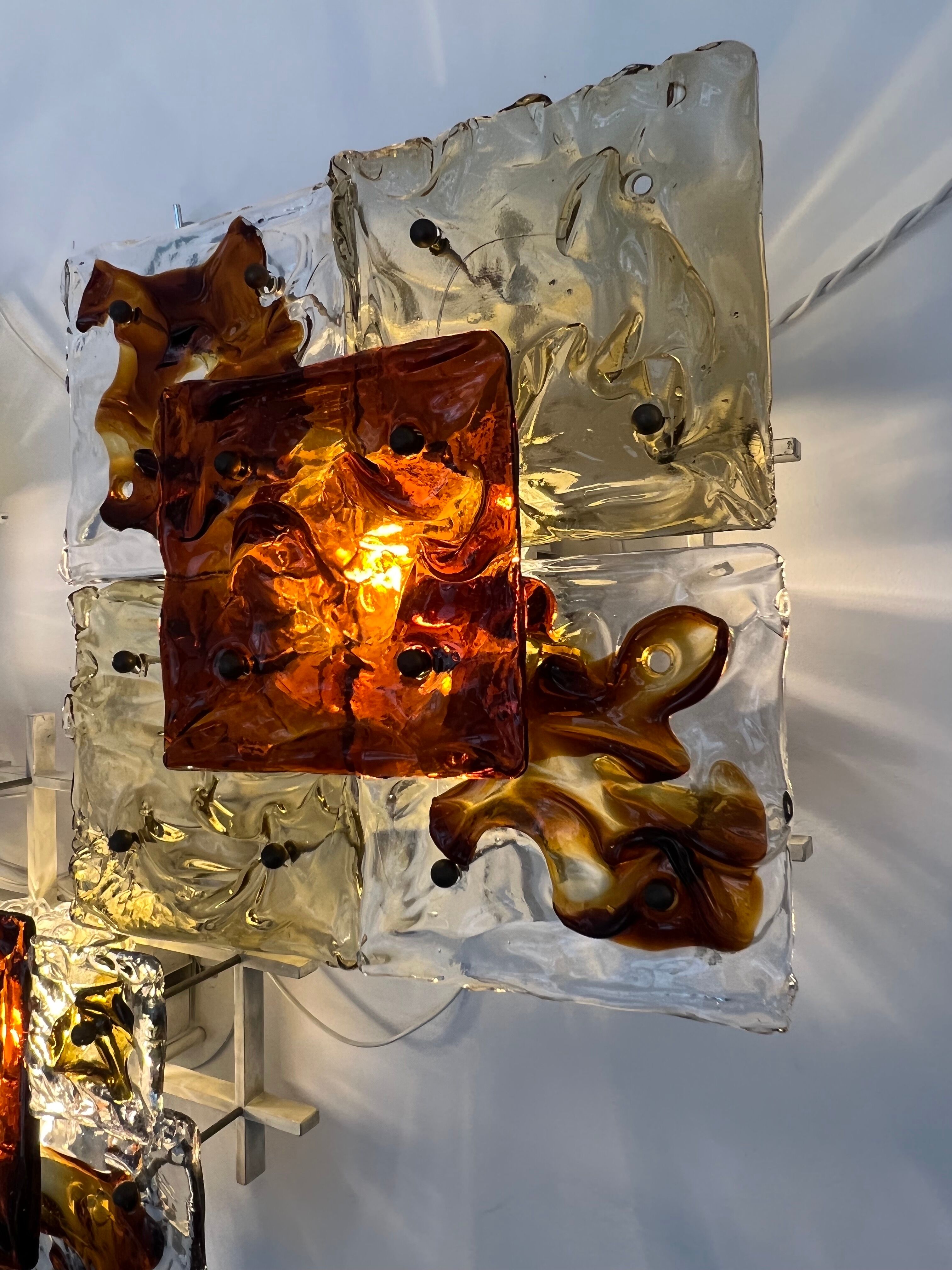 Modernist Venini Patchwork Hand Blown Panel by Toni Zuccheri from 70s