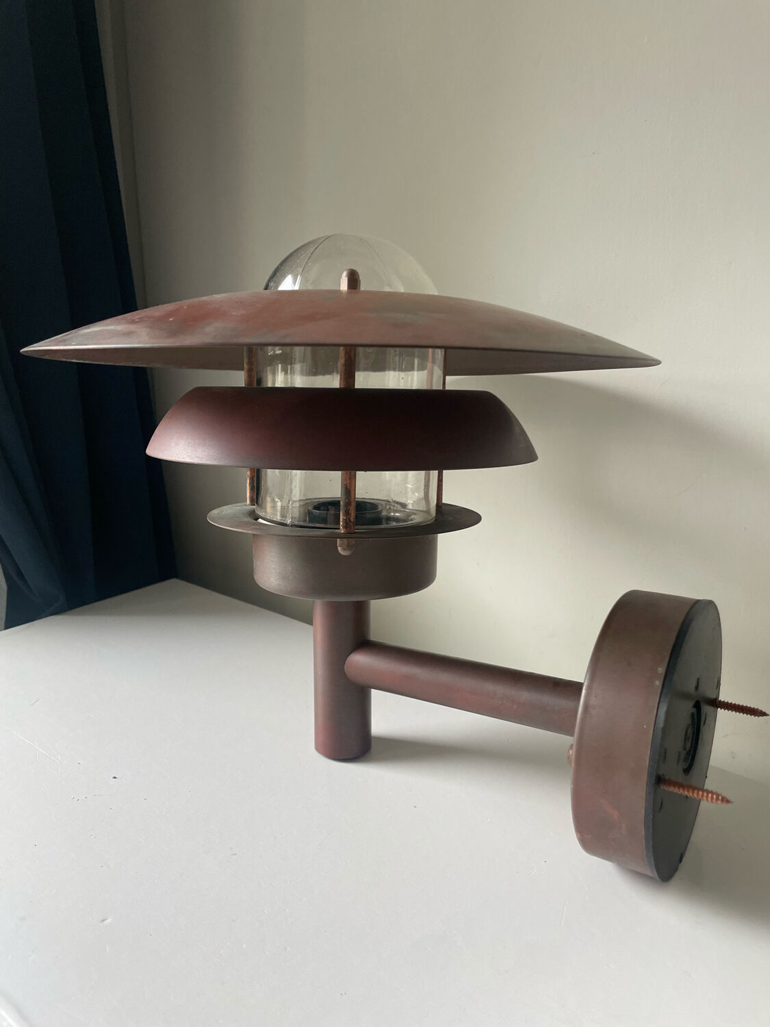 Classic danish mcm outdoor wall lamp in copper