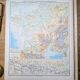 Physical map of France, original printed in 1896