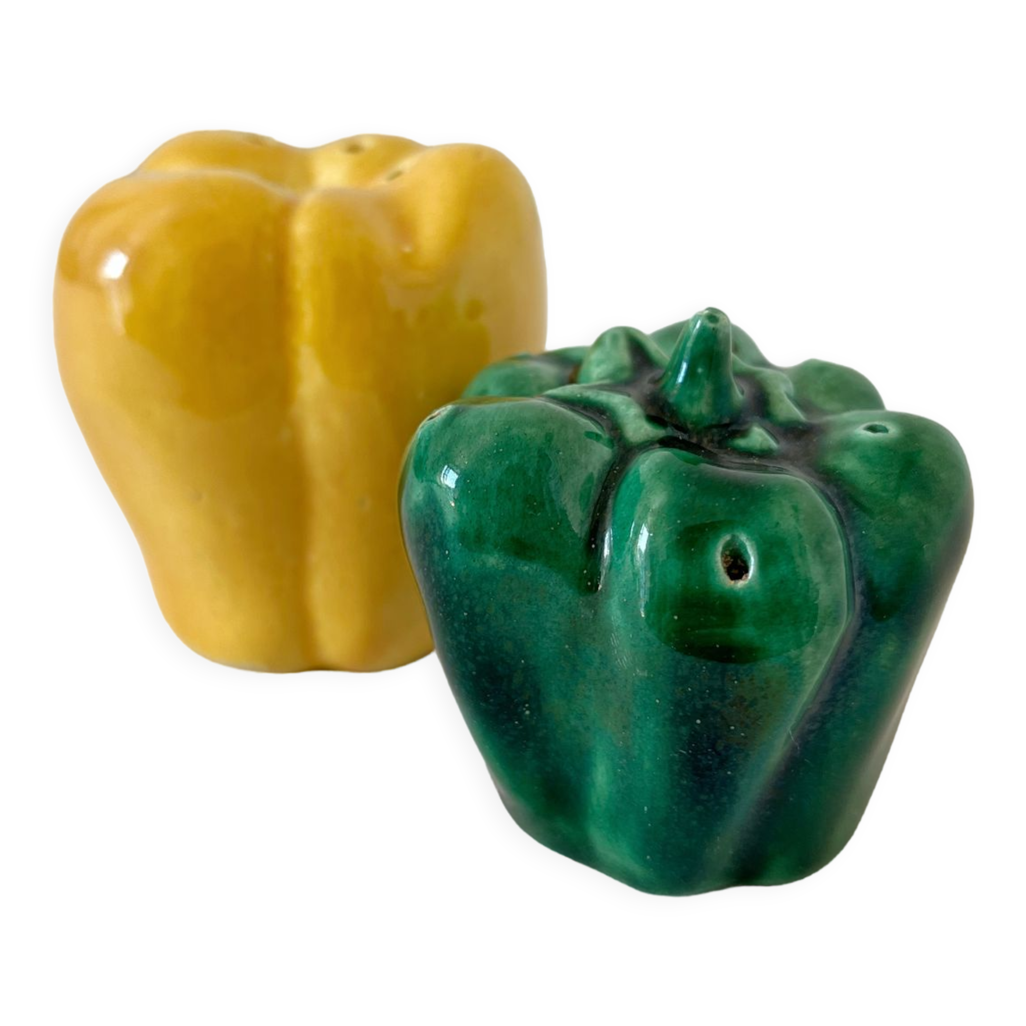 Salt shaker and pepper shaker in vintage slip