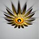 Spanish sunburst flush mount light fixture in gilt iron, Ferro Art, 1960s