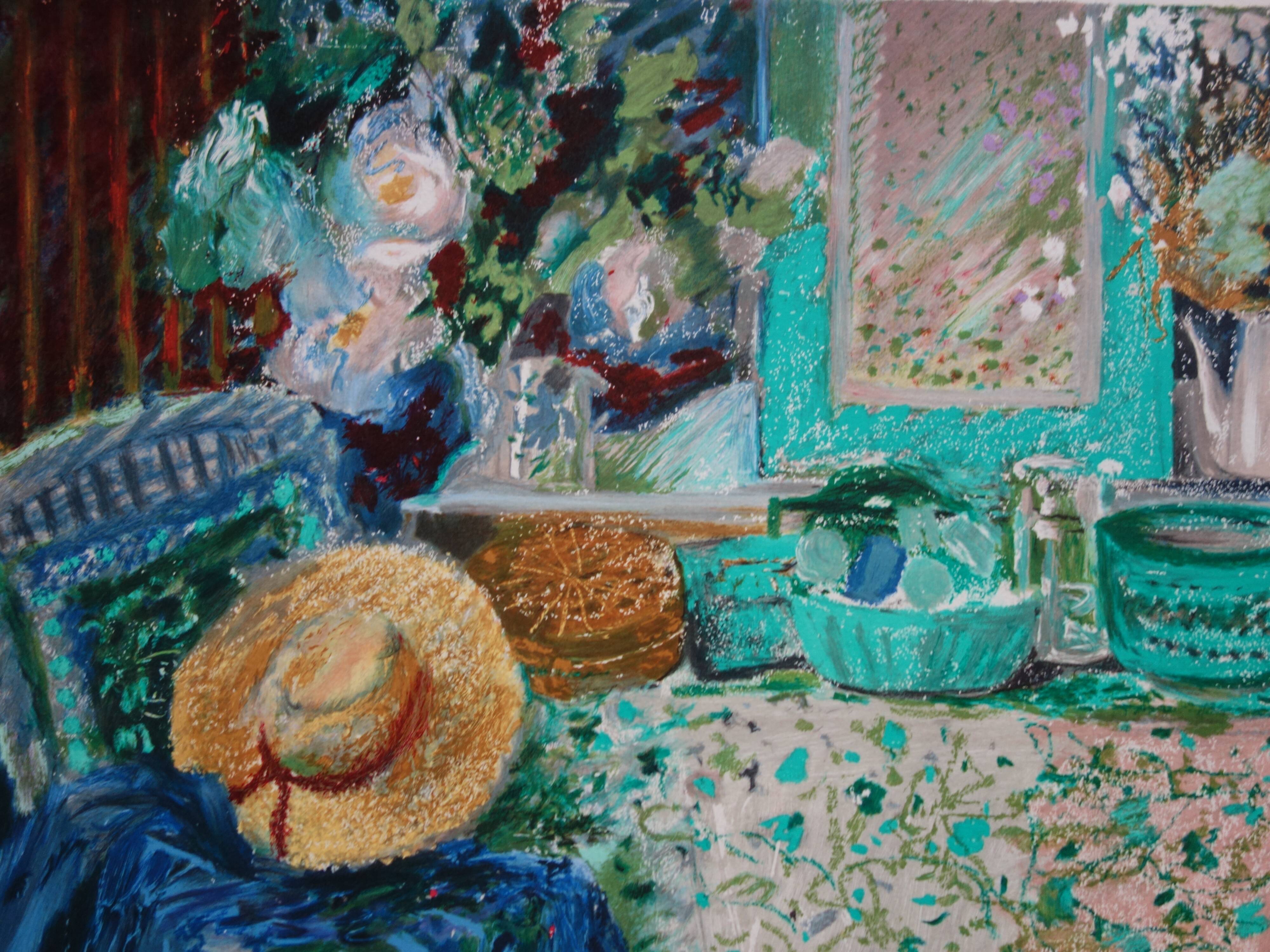 Yvonne Cheffer Delouis: Still life with hat, original signed lithograph