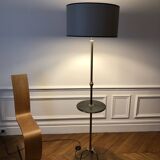 Tripod floor lamp with adjustable height and shelf from the 1960s.