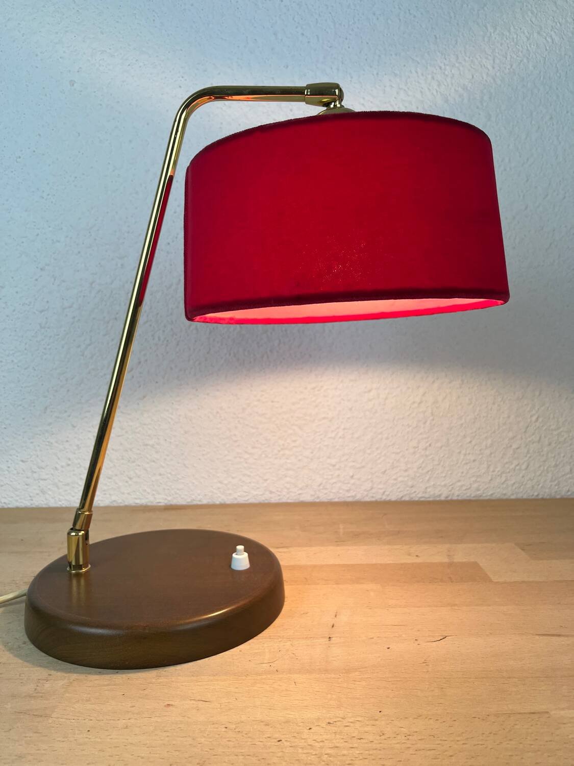 Vintage wood and brass lamp, 1950s