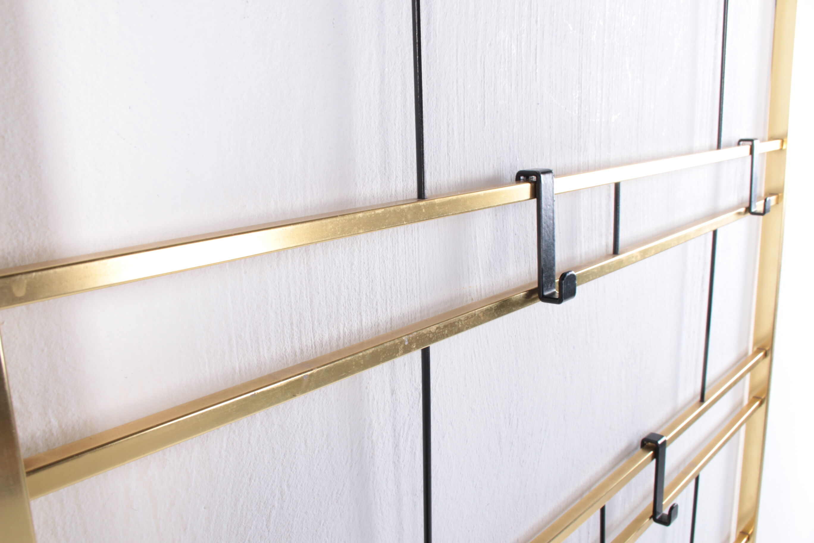 Vintage Brass Wall Coat Rack with Hat Shelf, 1960s