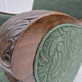 1950s, Danish relax chair, green furniture blend wool fabric, beech wood.