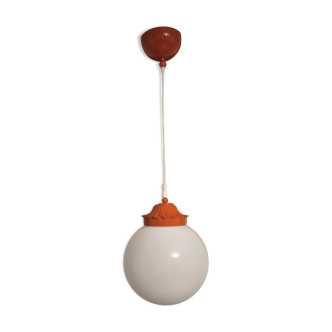 Suspension globe orange années 1970