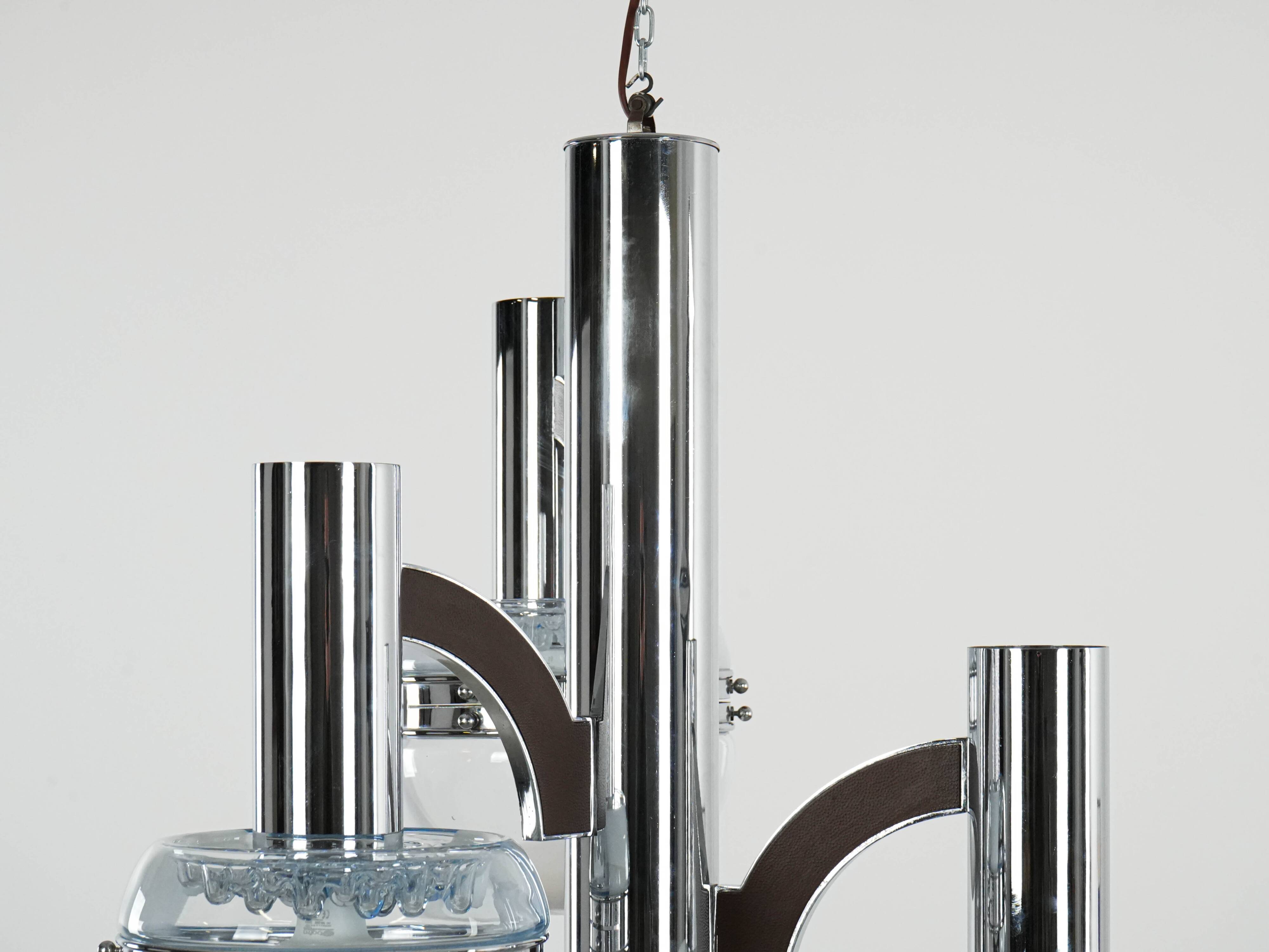 Lustre de style futuriste, verre de Murano, années 1970, fabriqué en Italie