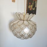 Lotus flower suspension in mother-of-pearl and brass