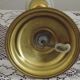 Vintage French Round Brass Table Lamp With Beige and Gold Shade
