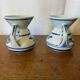 Pair of Antique DELFT White Porcelain Vases with Blue Decor Vintage