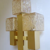 Wall lamp vintage kalmar austria, brass & glass, 70s