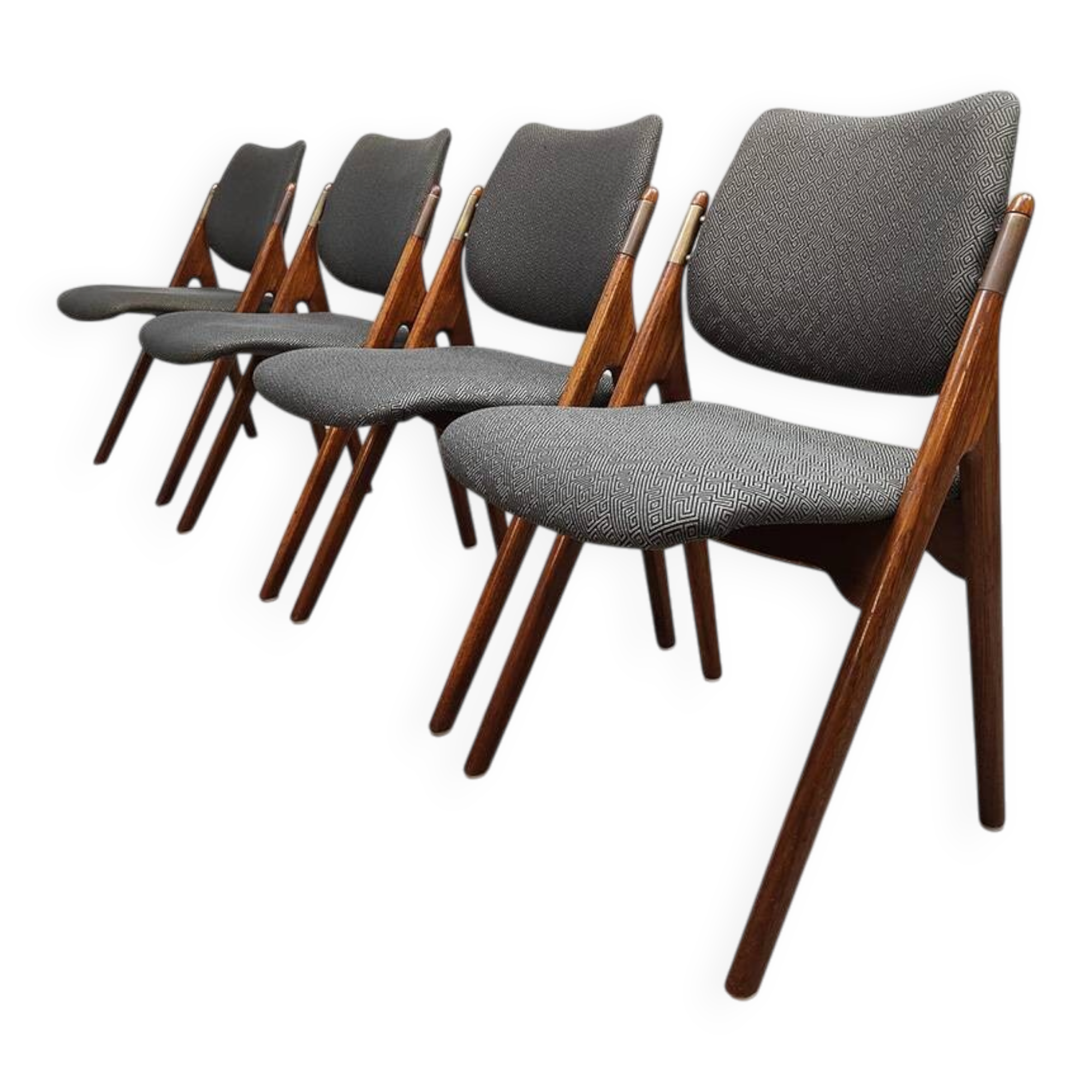 Vintage Scandinavian design dining chairs Olav Houg 1960