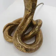 Hollywood Regency Brass Cobra Table Lamp with Brown Shade, France, 1970s