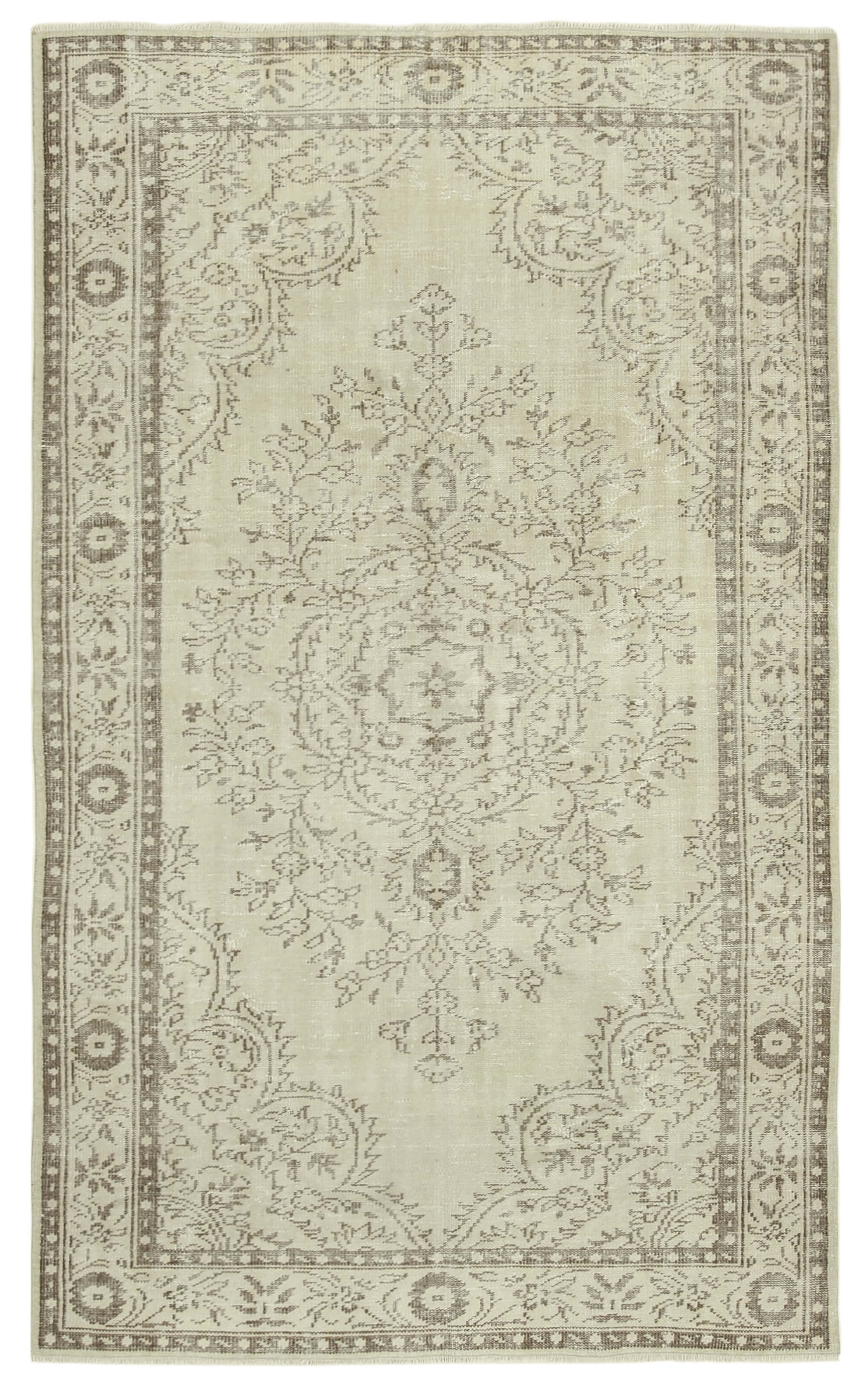 Hand-Knotted Distressed Turkish Beige Carpet 175 cm x 286 cm - 38932