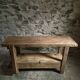 Vintage French beech side table, console, washbasin unit, industrial side table, circa 1950–1970.