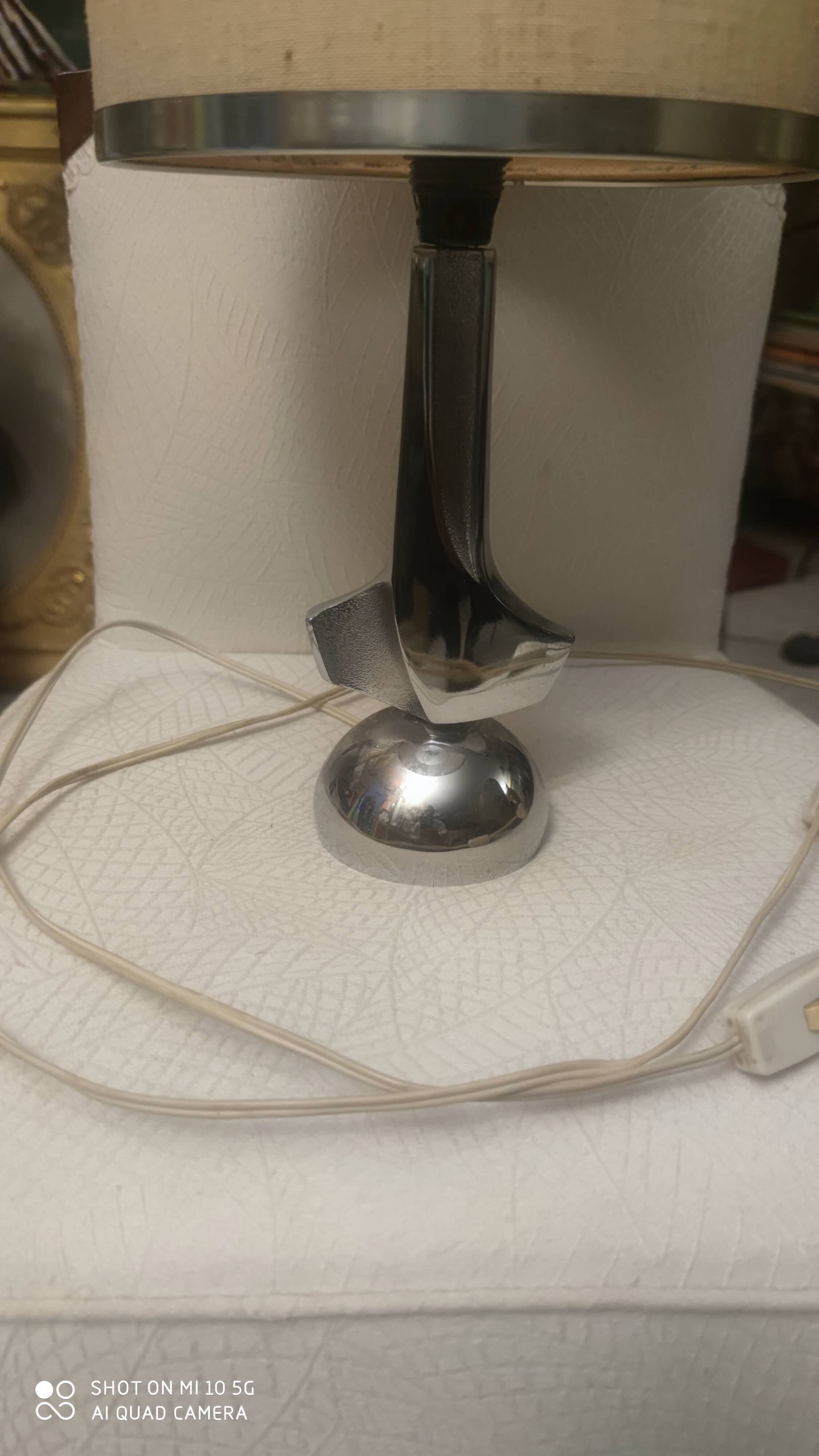 Chrome-plated metal lamp circa 1970