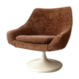 Tulip armchair in terracotta velvet, design 1970