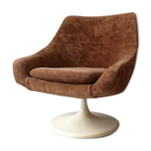 Fauteuil tulipe en velours terracotta design 1970