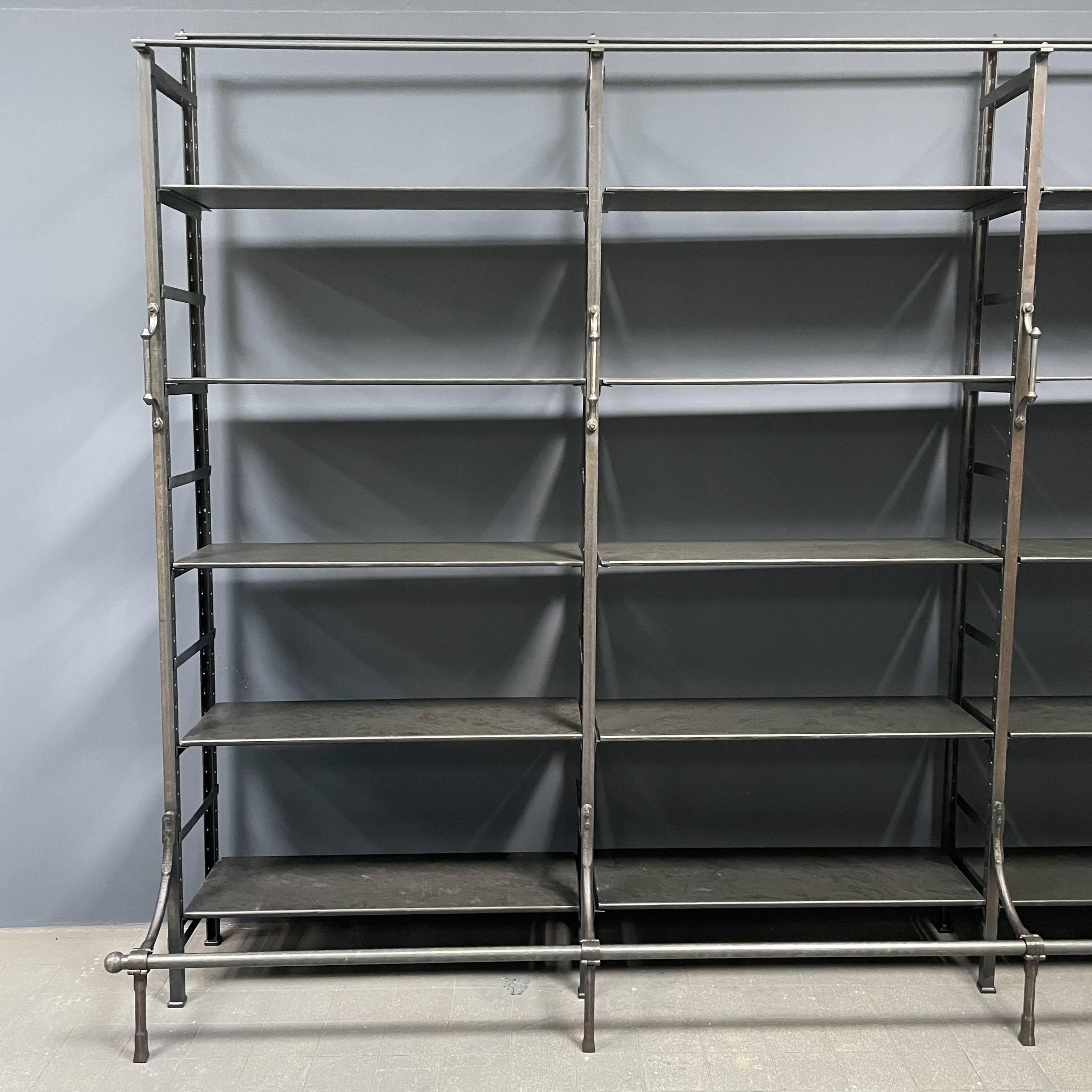 Industrial Iron Library Wall Shelving Cabinet