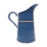Broc émaillée bleu, liseré blanc