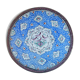 Decorative plate in blue enameled metal with bird motifs