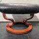 Repose pieds / Pouf en cuir noir  -Stressless