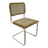 Cesca chair b32 model in white and wood by Marcel Breuer